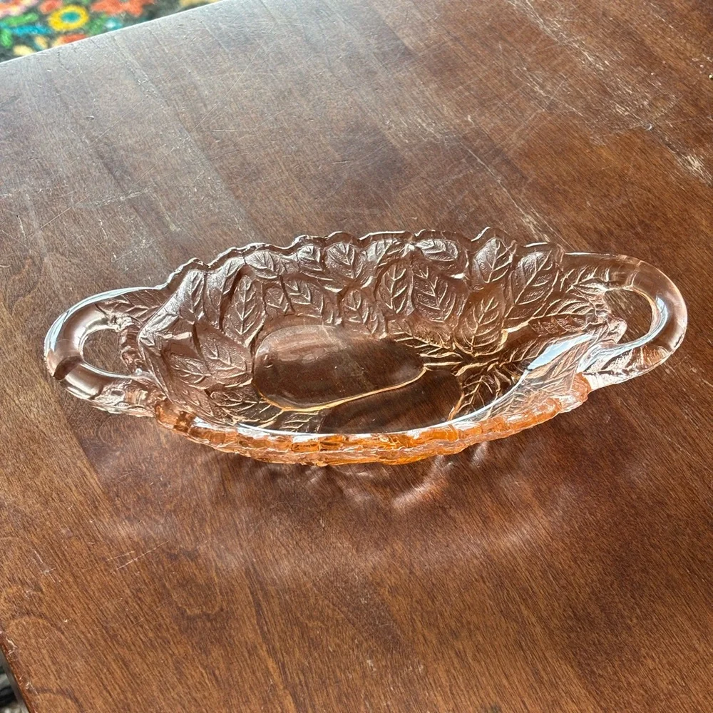 vintage Indiana Glass pink depression glass relish dish Sweet Pear pattern